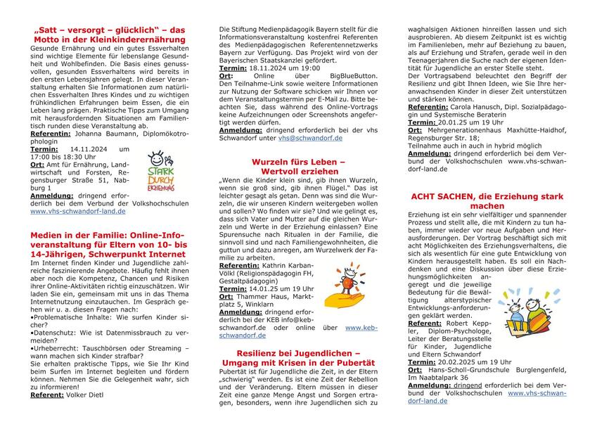 Vortragsreihe Stark durch Erziehung - Flyer 2